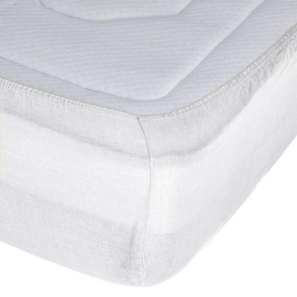 Grosses soldes 🤩 Drap Housse En Lin Adorable 140x190cm Blanc 🧨 3