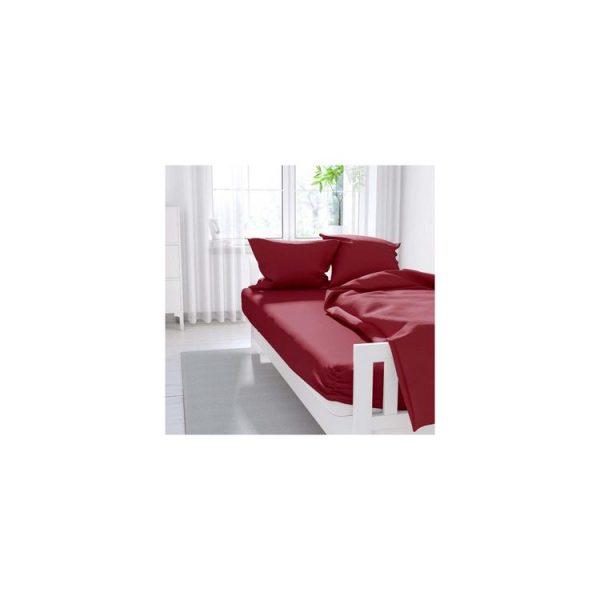Sortie ⌛ ZZZ Drap Housse Uni 90×190 Cm ZZZ Rouge ❤️ 4