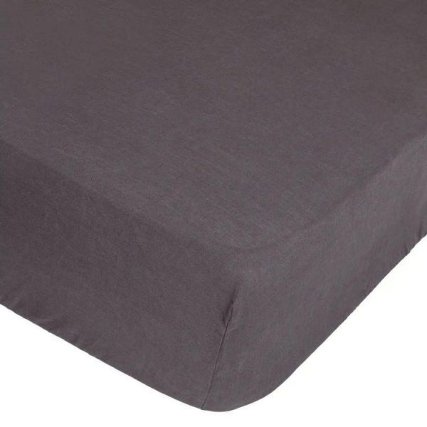 Meilleure vente 😉 Drap Housse En Lin Adorable 140x190cm Gris Ardoise ✔️ 1