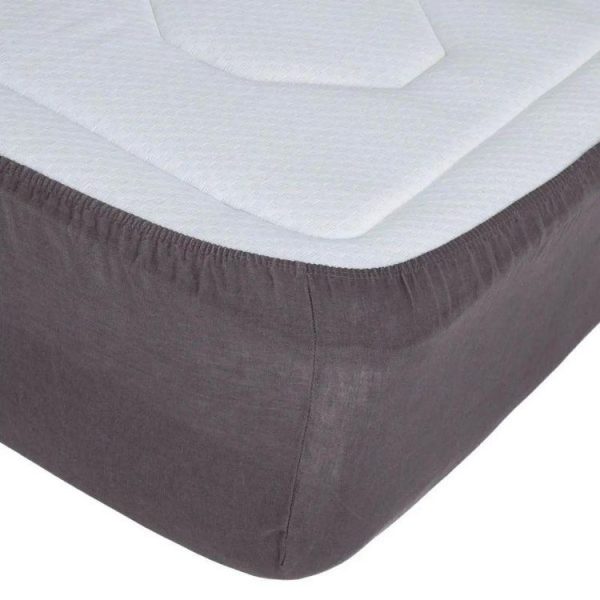Meilleure vente 😉 Drap Housse En Lin Adorable 140x190cm Gris Ardoise ✔️ 3