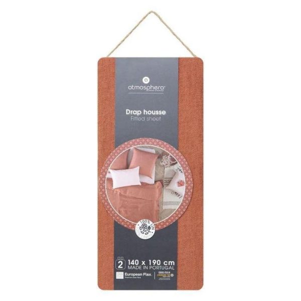 Budget 👏 Drap Housse En Lin Adorable 140x190cm Terracotta ✨ 4