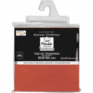 Promo 🎁 Paris Prix Taie De Traversin Percaline 85x185cm Terracotta 🎁 7