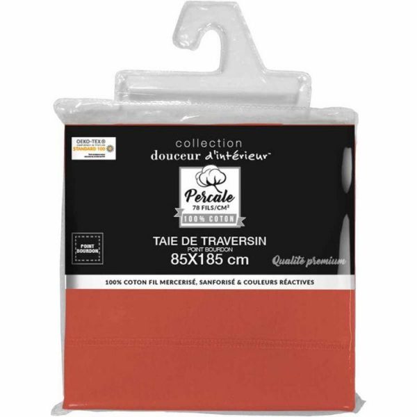 Promo 🎁 Paris Prix Taie De Traversin Percaline 85x185cm Terracotta 🎁 3
