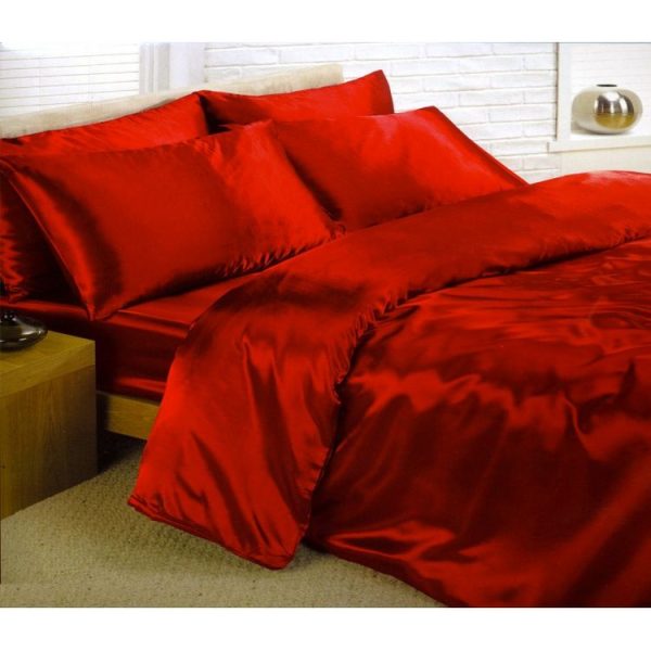Grosses soldes 😀 Home Drap De Satin – Parure De Lit Satin Rouge – 6 Pièces 🔥 3