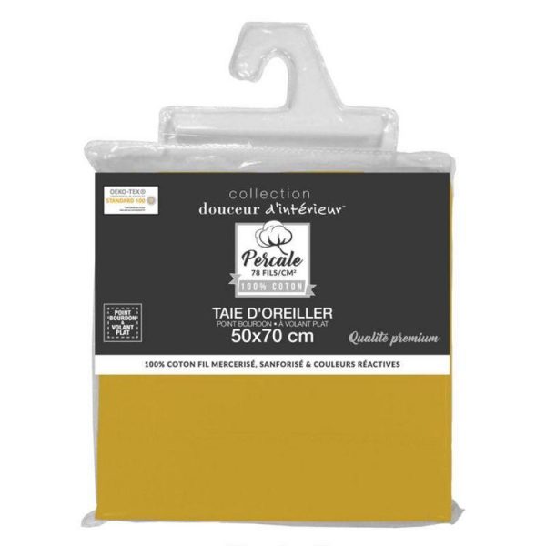 Budget 🔔 Paris Prix Taie D’Oreiller Percaline 50x70cm Ocre 🤩 3