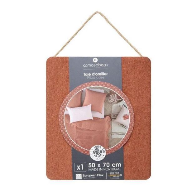 Tout neuf 🎁 Taie D’Oreiller En Lin Adorable 50x70cm Terracotta 😍 4