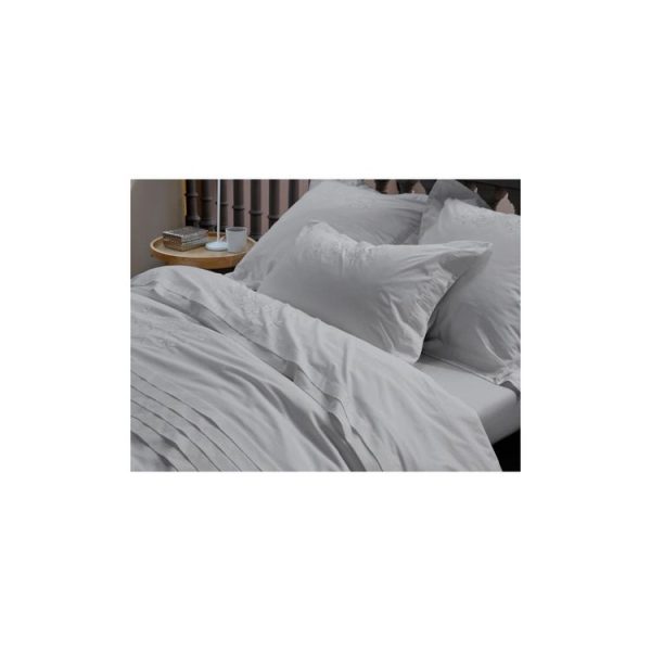 Tout neuf 👍 Sylvie Thiriez Taie De Traversin Percale Uni Gris Bleuté 43 X185 Cm NOCES DE COTON 💯 1