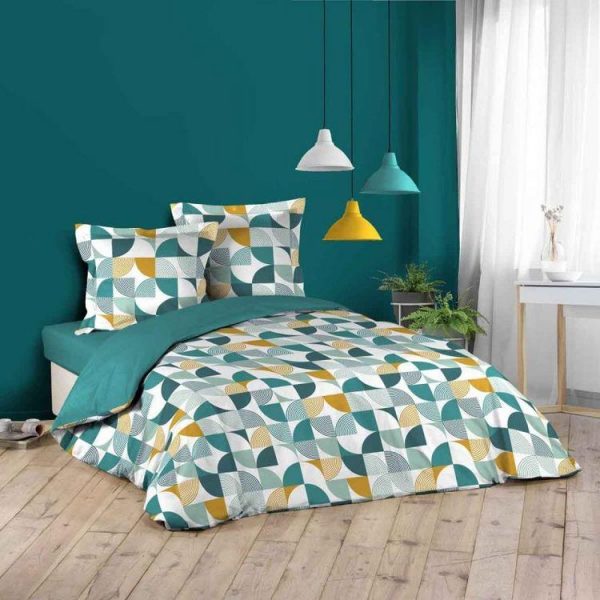 Tout neuf 😀 Paris Prix Parure De Lit 3 Pièces Rythmo 240x220cm Bleu 🔥 1