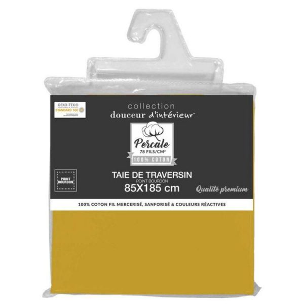 Promo 😍 Paris Prix Taie De Traversin Percaline 85x185cm Ocre 🌟 3