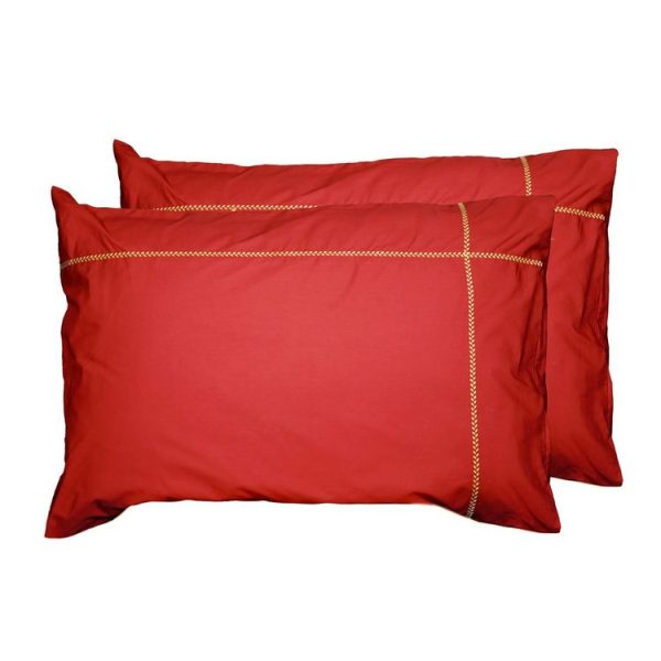 Vente flash 🌟 Sensei Maison Lot De 2 Taies D’oreiller Brodées En Percale De Coton CHEVRON 🌟 1