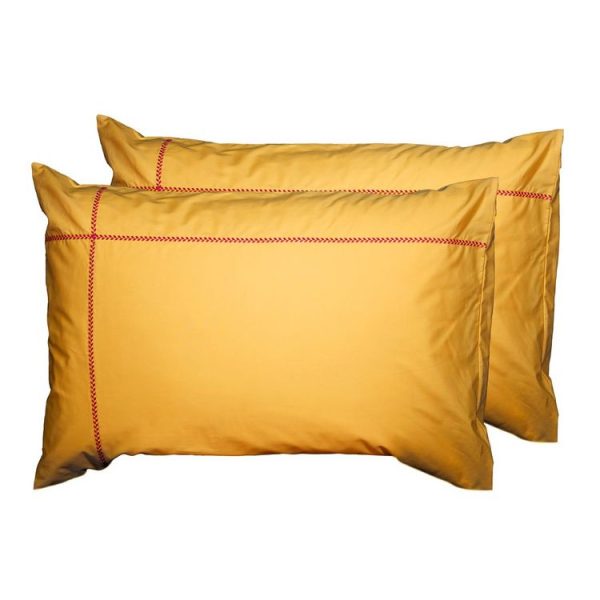 Vente flash 🌟 Sensei Maison Lot De 2 Taies D’oreiller Brodées En Percale De Coton CHEVRON 🌟 5