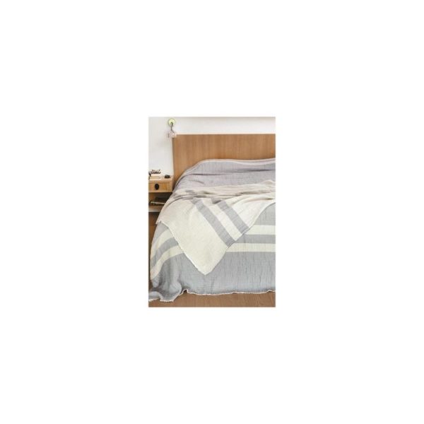 Meilleur prix 🌟 Toison D’or Jeté De Lit 230×250 Cm En Coton Gaufré PIENZA Naturel Et Eau De Bleu, Par Toison D’or 🛒 1
