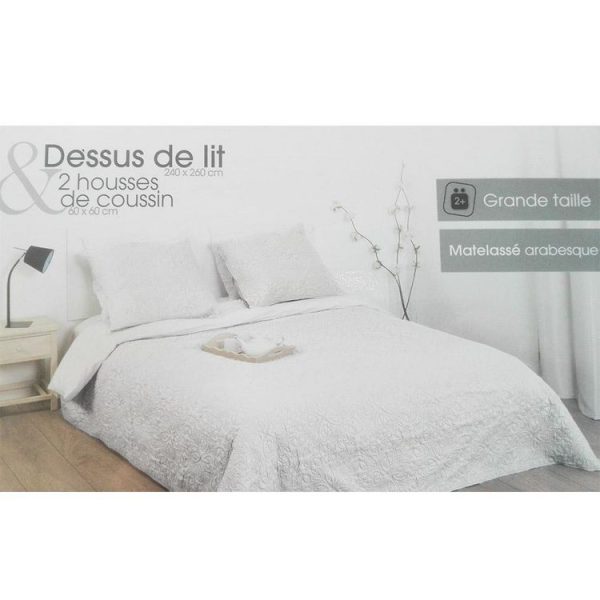 Tout neuf 🧨 ATMOSPHERA Dessus De Lit 240×260 + 2 Taies Arabesque Ivoire. 🛒 1