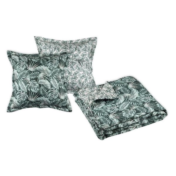 Meilleure vente 🔥 Lovely Casa Boutis 260×240 Avec 2 Taies Et Sac Vibes Vert 🎁 1