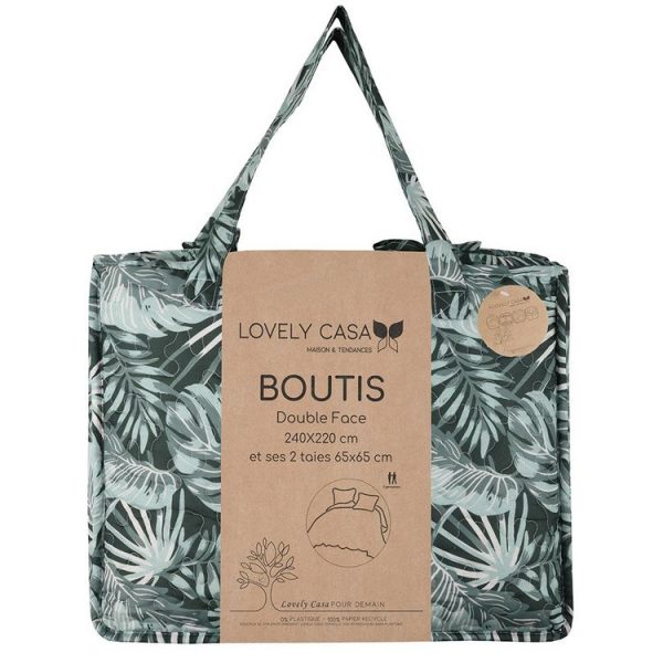 Meilleure vente 🔥 Lovely Casa Boutis 260×240 Avec 2 Taies Et Sac Vibes Vert 🎁 4