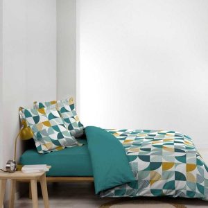 Le moins cher 🛒 Paris Prix Parure De Lit 3 Pièces Rythmo 260x240cm Bleu 🌟 9