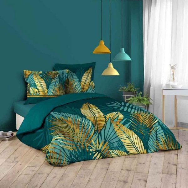 De gros ✔️ Paris Prix Parure De Lit 3 Pièces Ornella 260x240cm Émeraude 😀 1
