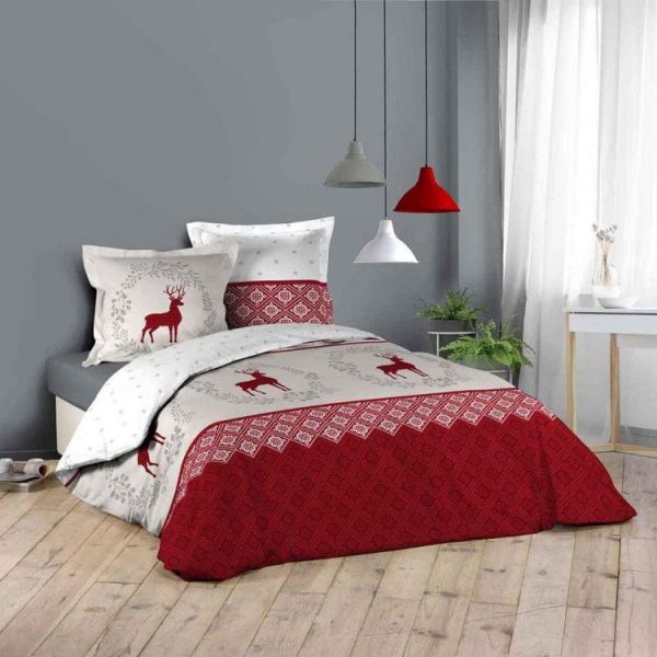 Le moins cher 🤩 Paris Prix Parure De Lit 3 Pièces Méribel 240x220cm Rouge 😍 1