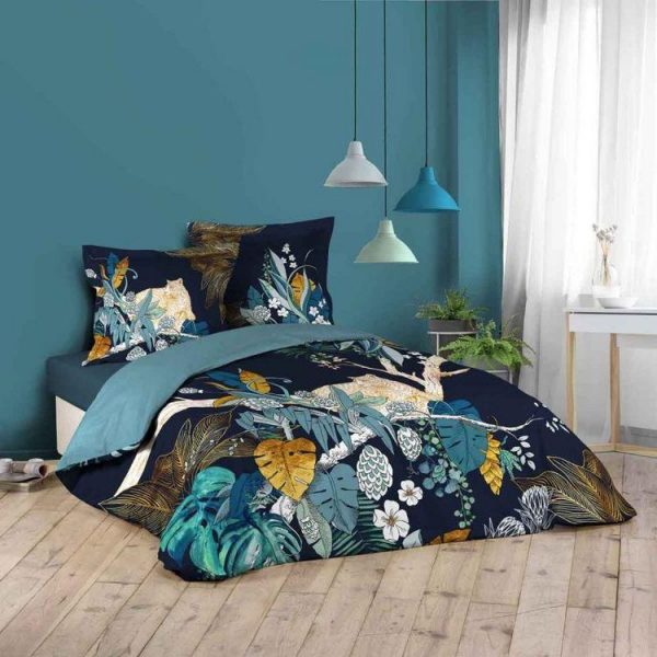 Sortie 🛒 Paris Prix Parure De Lit 3 Pièces Mistic 240x220cm Bleu 👏 1