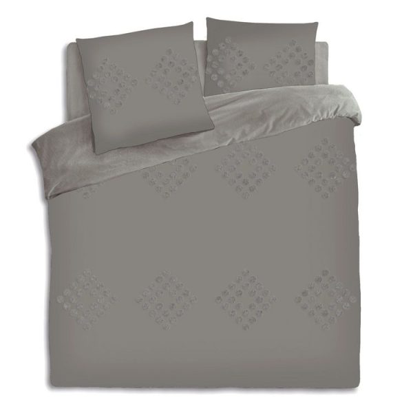 De gros 😍 ATMOSPHERA Parure De Lit En Coton Lavé Tuft – 240 X 220 Cm – Gris 😍 1