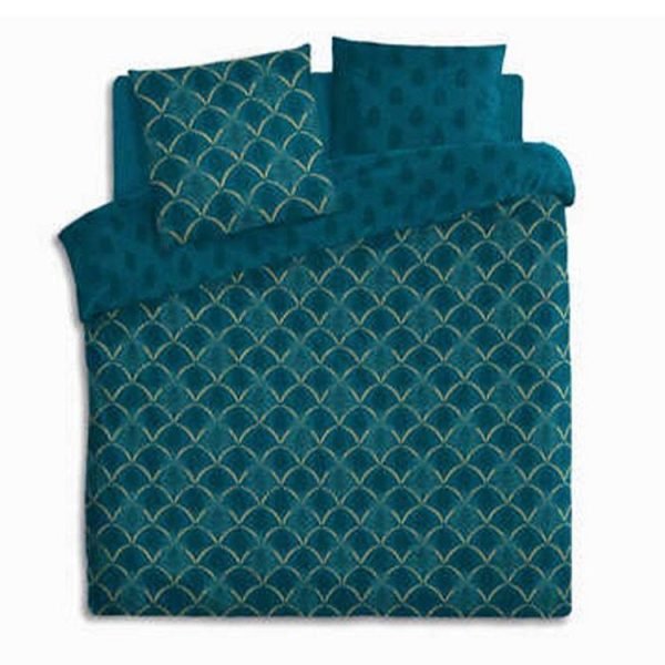 Budget 😉 Parure De Lit 3 Pièces Art Feuille 240x220cm Bleu 😀 1