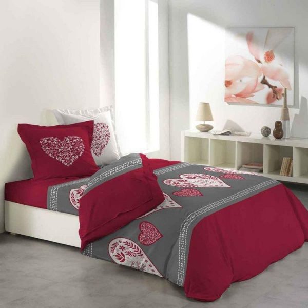 Promo ✨ Paris Prix Parure De Draps 4 Pièces Sweet Heart Rouge 😉 1