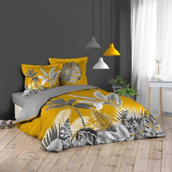 Bon marché 😀 Paris Prix Parure De Lit 3 Pièces Isibelle 260x240cm Jaune ✔️ 1