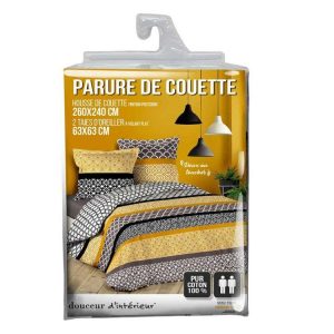 Nouveau 🤩 Paris Prix Parure De Lit 3 Pièces Karta 260x240cm Jaune & Gris 👍 6