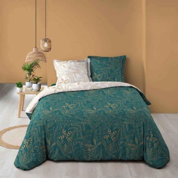 Vente flash 😉 Paris Prix Parure De Lit 3 Pièces Belflor 260x240cm Émeraude 🤩 1