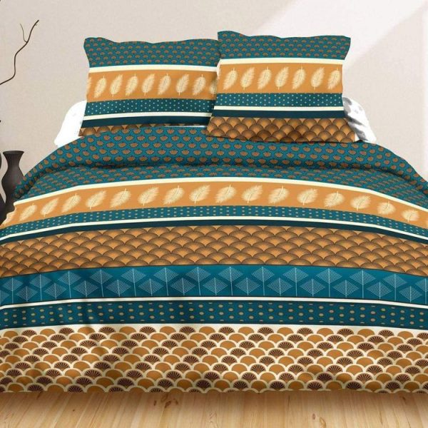 Offres ⌛ Kaliss Parure 4 Pièces Plume Dorée 2 Personnes 100% Coton 57 Fils 🧨 1