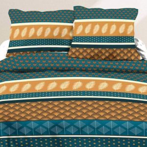 Offres ⌛ Kaliss Parure 4 Pièces Plume Dorée 2 Personnes 100% Coton 57 Fils 🧨 7