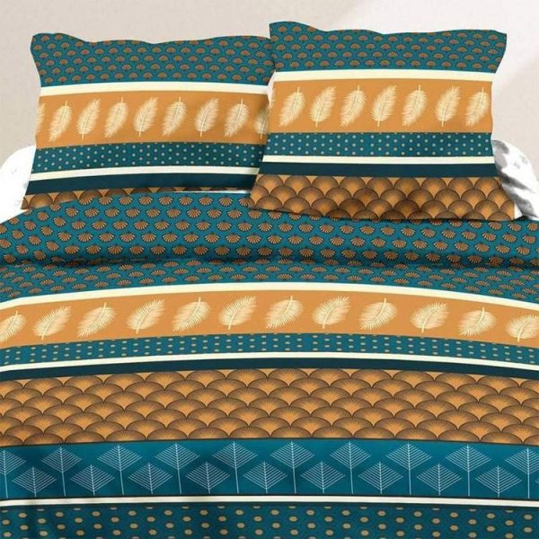 Offres ⌛ Kaliss Parure 4 Pièces Plume Dorée 2 Personnes 100% Coton 57 Fils 🧨 3