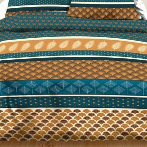 Offres ⌛ Kaliss Parure 4 Pièces Plume Dorée 2 Personnes 100% Coton 57 Fils 🧨 9