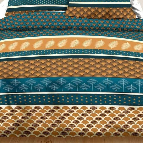 Offres ⌛ Kaliss Parure 4 Pièces Plume Dorée 2 Personnes 100% Coton 57 Fils 🧨 4