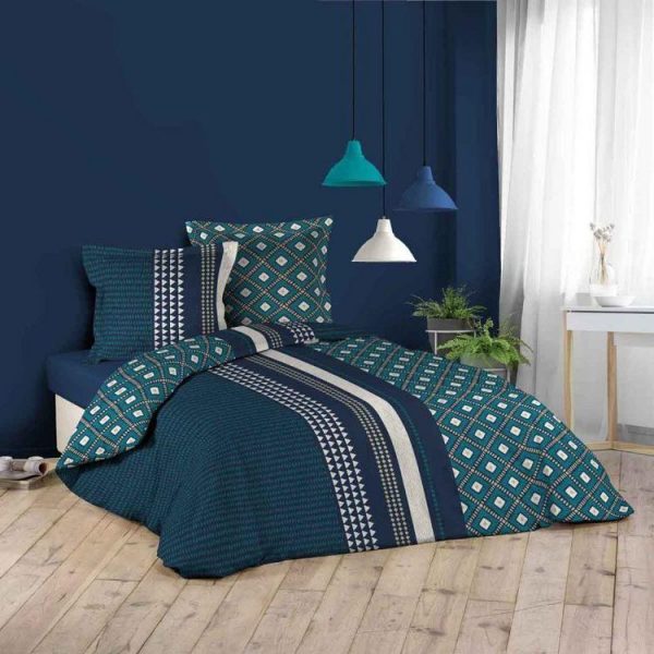 Meilleure vente 🌟 Paris Prix Parure De Lit 3 Pièces Madison 240x220cm Bleu 🥰 1