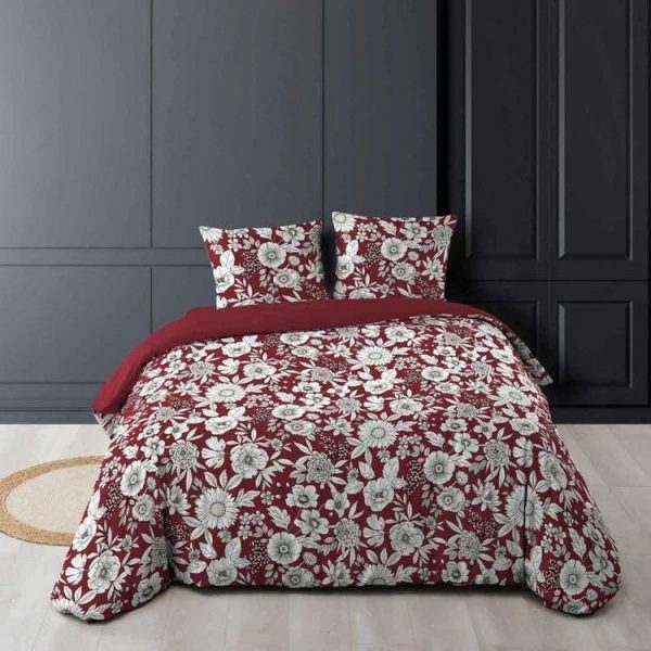 Remise 🔔 Paris Prix Parure De Lit 3 Pièces Milady 240x220cm Bordeaux 🌟 1