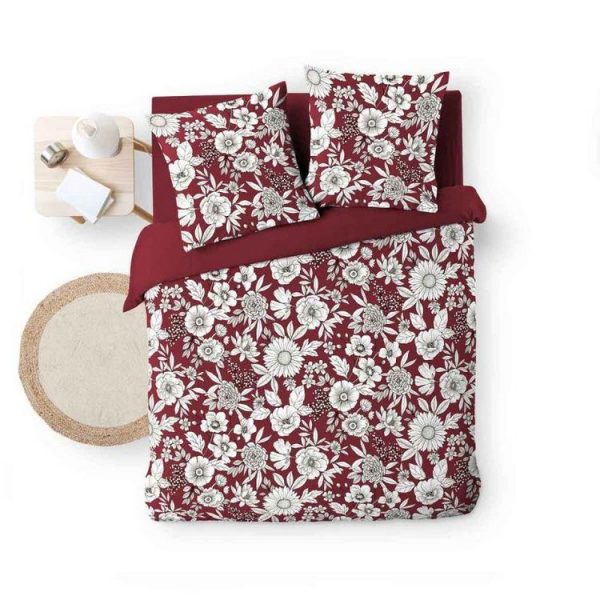 Remise 🔔 Paris Prix Parure De Lit 3 Pièces Milady 240x220cm Bordeaux 🌟 3