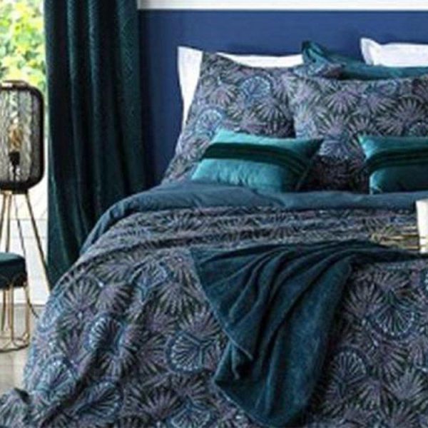 Coupon 🔔 Parure De Lit 3 Pièces Éventail 260x240cm Bleu 👏 1