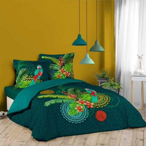 Grosses soldes ✔️ Paris Prix Parure De Lit 3 Pièces Calatea 260x240cm Bleu ⌛ 1