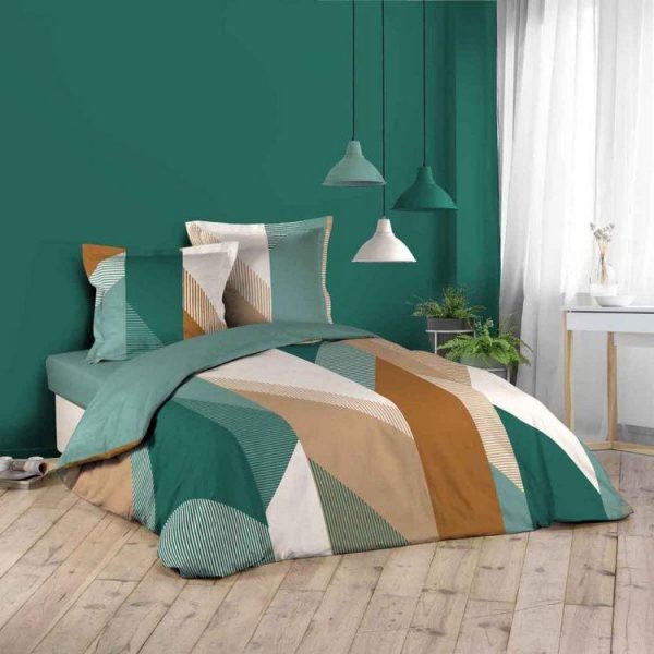Acheter 😉 Paris Prix Parure De Lit 3 Pièces Malone 240x220cm Vert 👍 1