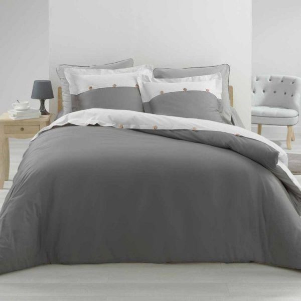 Promo ⌛ Paris Prix Parure De Lit 3 Pièces Versa 240x220cm Anthracite 🎁 1