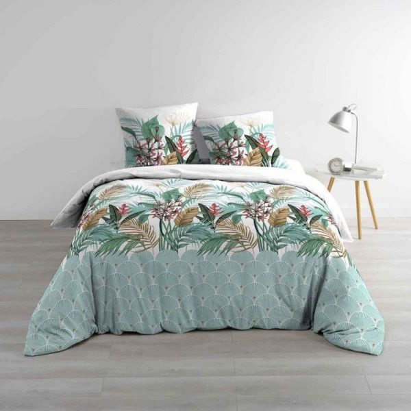 Vente flash 👍 Paris Prix Parure De Lit 3 Pièces Costa Rica 240x220cm Vert 🤩 1