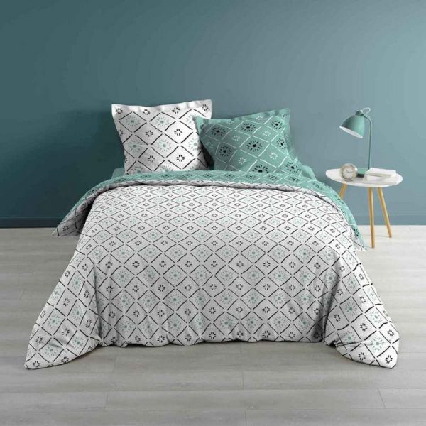 Vente flash ⭐ Paris Prix Parure De Lit 3 Pièces Tahina 240x220cm Bleu 🔔 1