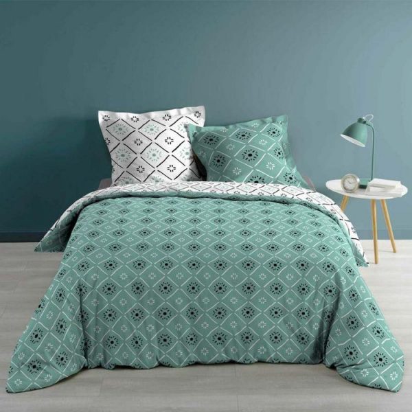 Vente flash ⭐ Paris Prix Parure De Lit 3 Pièces Tahina 240x220cm Bleu 🔔 3