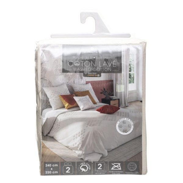 Coupon ✨ ATMOSPHERA Parure De Lit En Coton Lavé Tuft – 240 X 220 Cm – Ivoire 👍 4