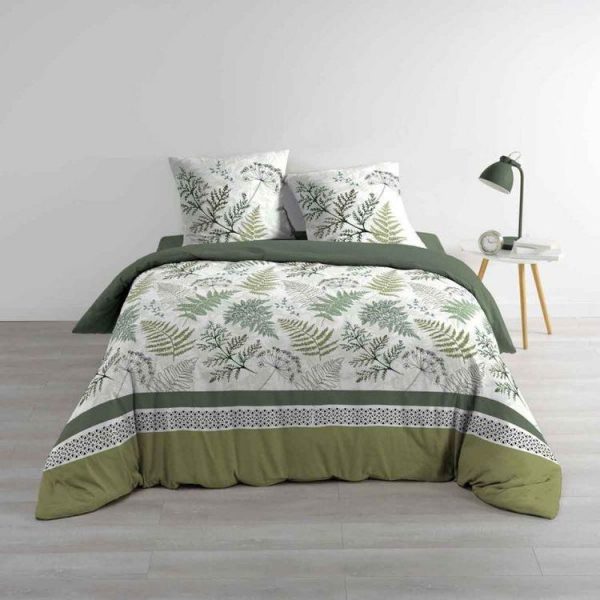 Nouveau 🤩 Paris Prix Parure De Lit 3 Pièces Verveine 240x220cm Vert ❤️ 1