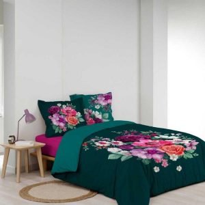 De gros 👍 Paris Prix Parure De Lit 3 Pièces Indirose 260x240cm Vert 🔥 9
